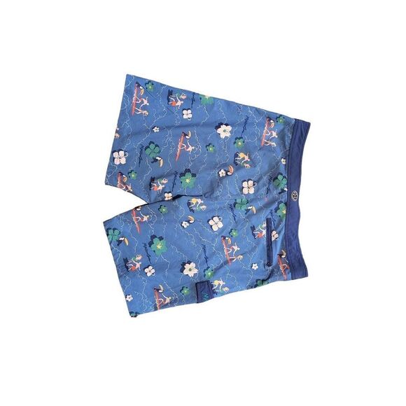 Maui And Sons Slyder Hawaiian Print Surfer Swim Trunks Blue Men's 38 - Picture 4 of 4